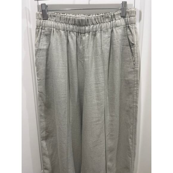 Madewell Linen Breeze Woven Pull-On High Rise Straight Pants in Sage Sz S - Picture 3 of 9